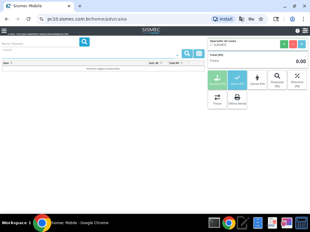 Screenshot Frente de Caixa (PDV) - SISMEC
